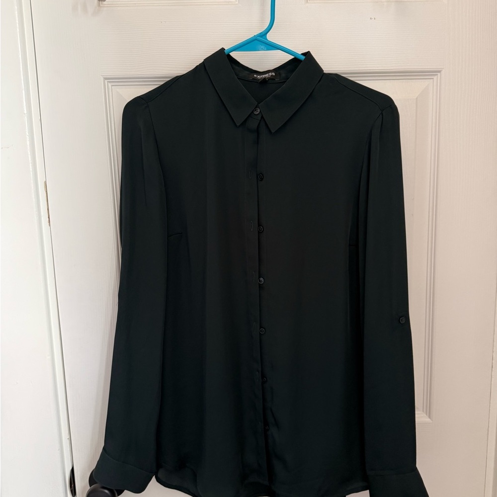 Express Dark Emerald Button Down Shirt